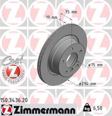 Zimmermann 150.3436.20 - Тормозной диск autosila-amz.com