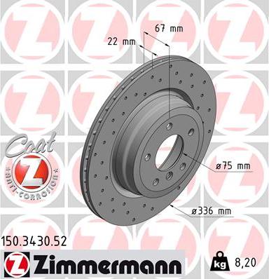 Zimmermann 150.3430.52 - Тормозной диск autosila-amz.com