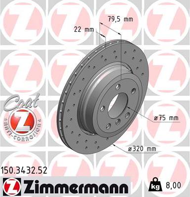 Zimmermann 150.3432.52 - Тормозной диск autosila-amz.com