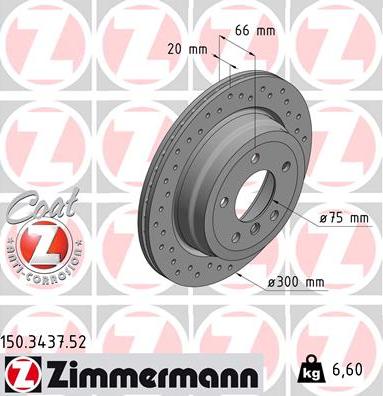 Zimmermann 150.3437.52 - Тормозной диск autosila-amz.com