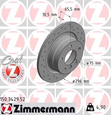 Zimmermann 150.3429.52 - Тормозной диск autosila-amz.com