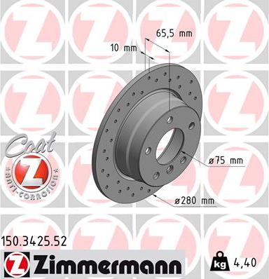 Zimmermann 150.3425.52 - Тормозной диск autosila-amz.com