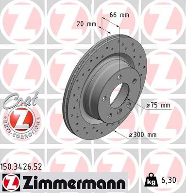 Zimmermann 150.3426.52 - Тормозной диск autosila-amz.com