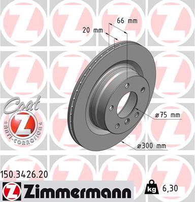 Zimmermann 150.3426.20 - Тормозной диск autosila-amz.com