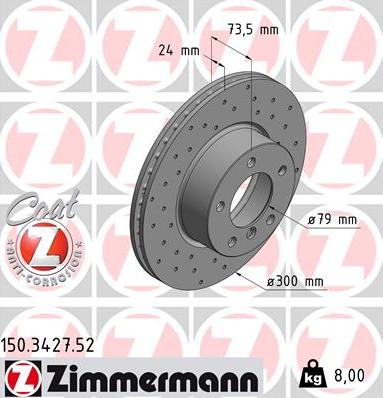 Zimmermann 150.3427.52 - Тормозной диск autosila-amz.com