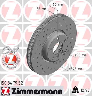 Zimmermann 150.3479.52 - Тормозной диск autosila-amz.com