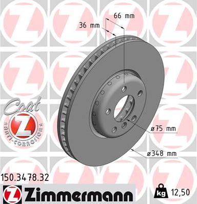 Zimmermann 150.3478.32 - Тормозной диск autosila-amz.com