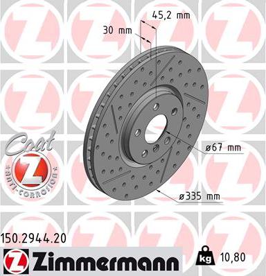 Zimmermann 150.2944.20 - Тормозной диск autosila-amz.com