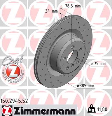 Zimmermann 150.2945.52 - Тормозной диск autosila-amz.com