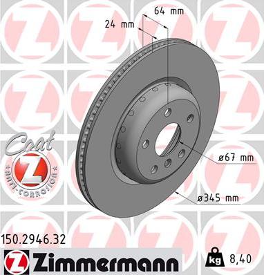Zimmermann 150.2946.32 - Тормозной диск autosila-amz.com