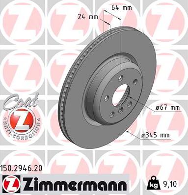 Zimmermann 150.2946.20 - Тормозной диск autosila-amz.com