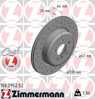 Zimmermann 150.2952.52 - Тормозной диск autosila-amz.com