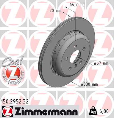Zimmermann 150.2952.32 - Тормозной диск autosila-amz.com