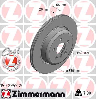 Zimmermann 150.2952.20 - Тормозной диск autosila-amz.com