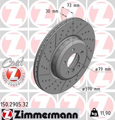 Zimmermann 150.2905.32 - Тормозной диск autosila-amz.com