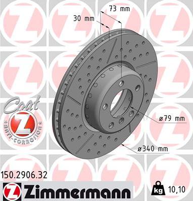 Zimmermann 150.2906.32 - Тормозной диск autosila-amz.com