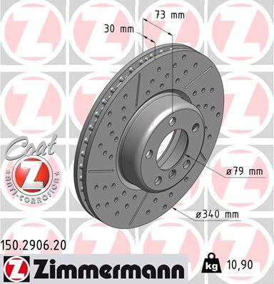 Zimmermann 150.2906.20 - Тормозной диск autosila-amz.com