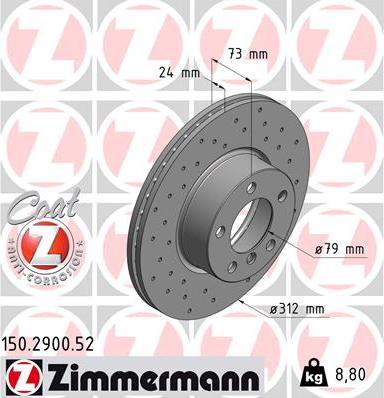 Zimmermann 150.2900.52 - Тормозной диск autosila-amz.com