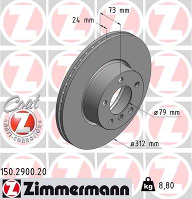 Zimmermann 150.2900.20 - Тормозной диск autosila-amz.com