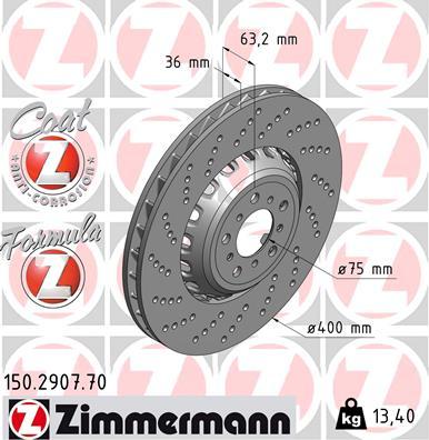 Zimmermann 150.2907.70 - Тормозной диск autosila-amz.com