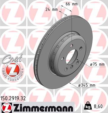 Zimmermann 150.2919.32 - Тормозной диск autosila-amz.com