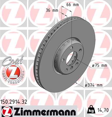 Zimmermann 150.2914.32 - Тормозной диск autosila-amz.com