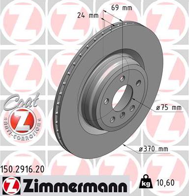 Zimmermann 150.2916.20 - Тормозной диск autosila-amz.com