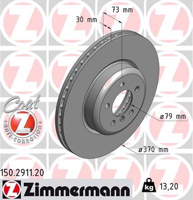 Zimmermann 150.2911.20 - Тормозной диск autosila-amz.com