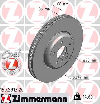 Zimmermann 150.2913.20 - Тормозной диск autosila-amz.com