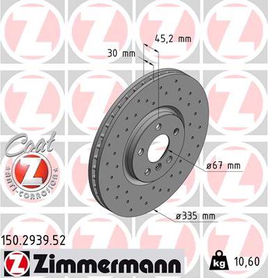 Zimmermann 150.2939.52 - Тормозной диск autosila-amz.com