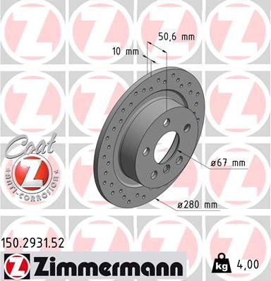 Zimmermann 150.2931.52 - Тормозной диск autosila-amz.com