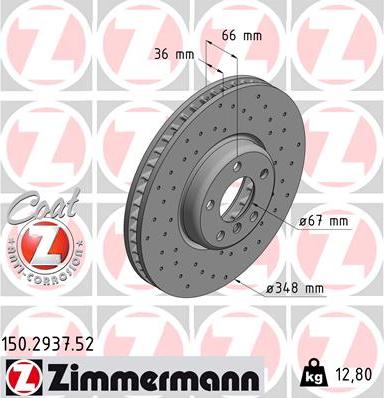 Zimmermann 150.2937.52 - Тормозной диск autosila-amz.com