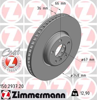 Zimmermann 150.2937.20 - Тормозной диск autosila-amz.com