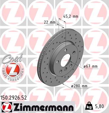 Zimmermann 150.2926.52 - Тормозной диск autosila-amz.com