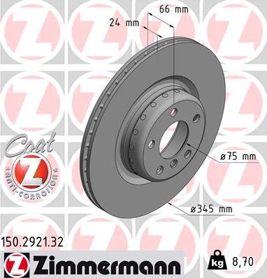 Zimmermann 150.2921.32 - Тормозной диск autosila-amz.com