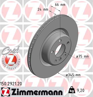 Zimmermann 150.2921.20 - Тормозной диск autosila-amz.com