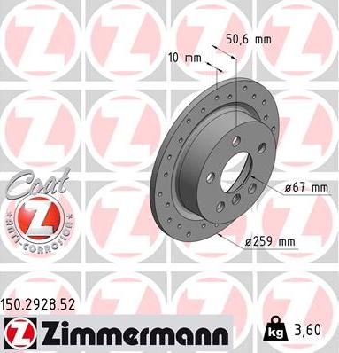 Zimmermann 150.2928.52 - Тормозной диск autosila-amz.com