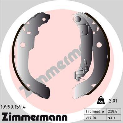 Zimmermann 10990.159.4 - Комплект тормозных колодок, барабанные autosila-amz.com