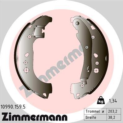 Zimmermann 10990.159.5 - Комплект тормозных колодок, барабанные autosila-amz.com