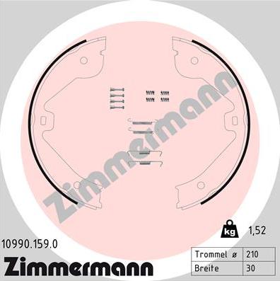Zimmermann 10990.159.0 - Комплект тормозов, ручник, парковка autosila-amz.com
