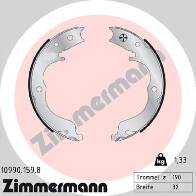 Zimmermann 10990.159.8 - Комплект тормозов, ручник, парковка autosila-amz.com