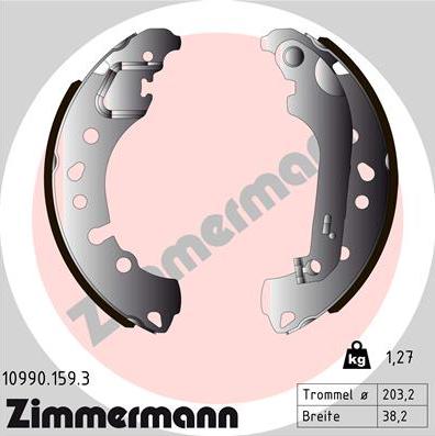 Zimmermann 10990.159.3 - Комплект тормозных колодок, барабанные autosila-amz.com
