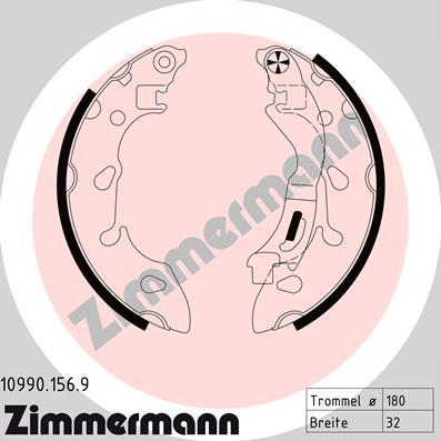 Zimmermann 10990.156.9 - Комплект тормозных колодок, барабанные autosila-amz.com