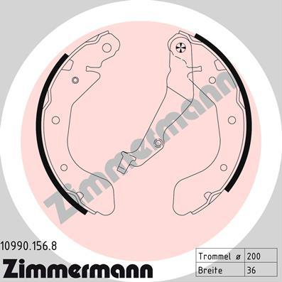 Zimmermann 10990.156.8 - Комплект тормозных колодок, барабанные autosila-amz.com