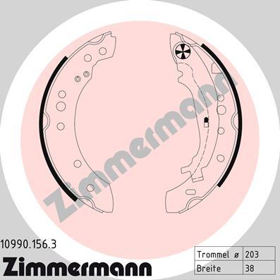 Zimmermann 10990.156.3 - Комплект тормозных колодок, барабанные autosila-amz.com