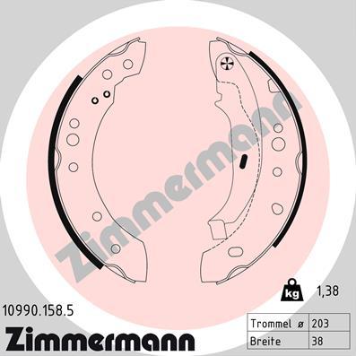 Zimmermann 10990.158.5 - Комплект тормозных колодок, барабанные autosila-amz.com