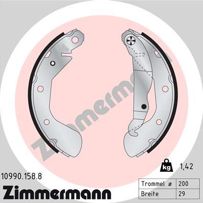 Zimmermann 10990.158.8 - Барабанные тормозные колодки autosila-amz.com