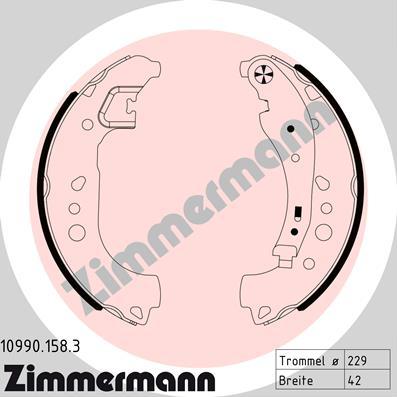 Zimmermann 10990.158.3 - Комплект тормозных колодок, барабанные autosila-amz.com