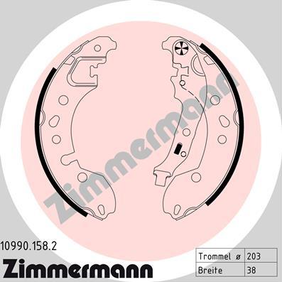 Zimmermann 10990.158.2 - Комплект тормозных колодок, барабанные autosila-amz.com