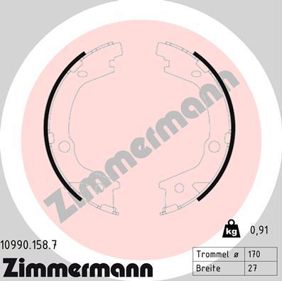 Zimmermann 10990.158.7 - Комплект тормозов, ручник, парковка autosila-amz.com